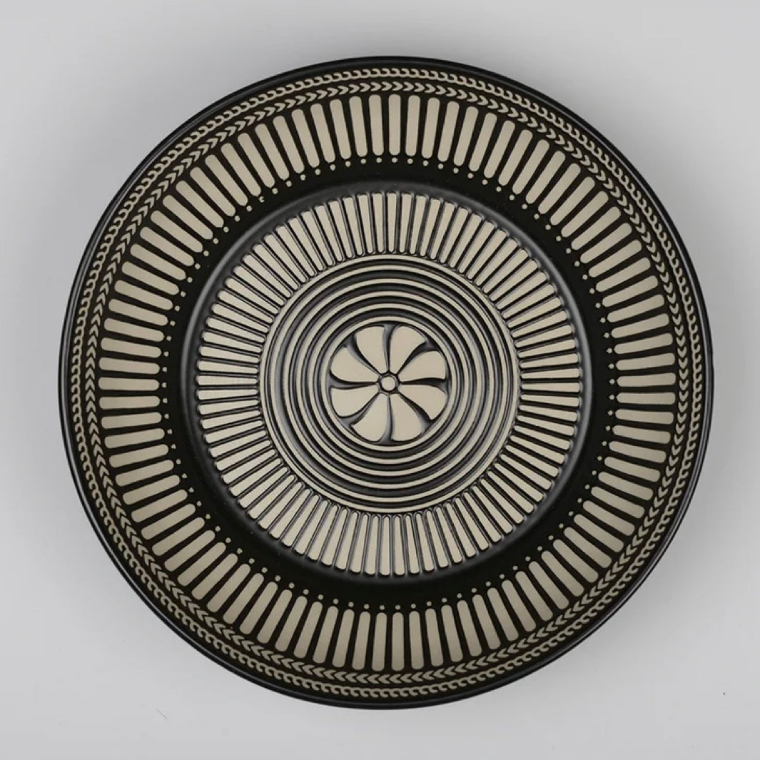 Porcelæn Suppe Tallerken Sort/Hvid 20 cm - Aulica