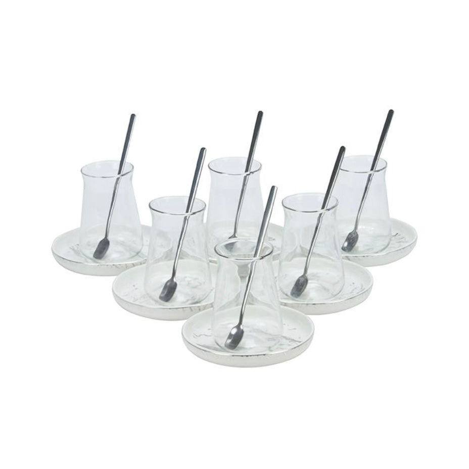 Bricard Teglassæt 18 dele - Sølv/Marmor