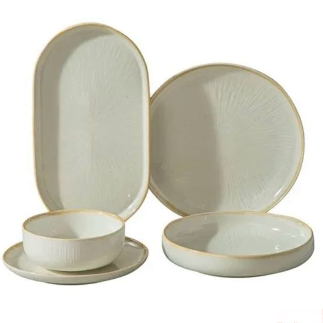 Bricard Pau Hvid/Beige Porcelænssæt 25 dele - 6 personer