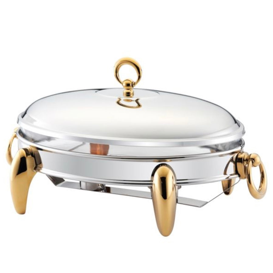 Rustfrit Stål Madvarmer/Fyrfadesæt 3 Dele | 2 L | Oval | Sølv/Guld | Rechaud Calef