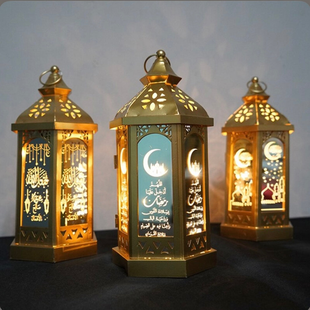 Ramadan LED Lanterne i Metal - Guld Bronze