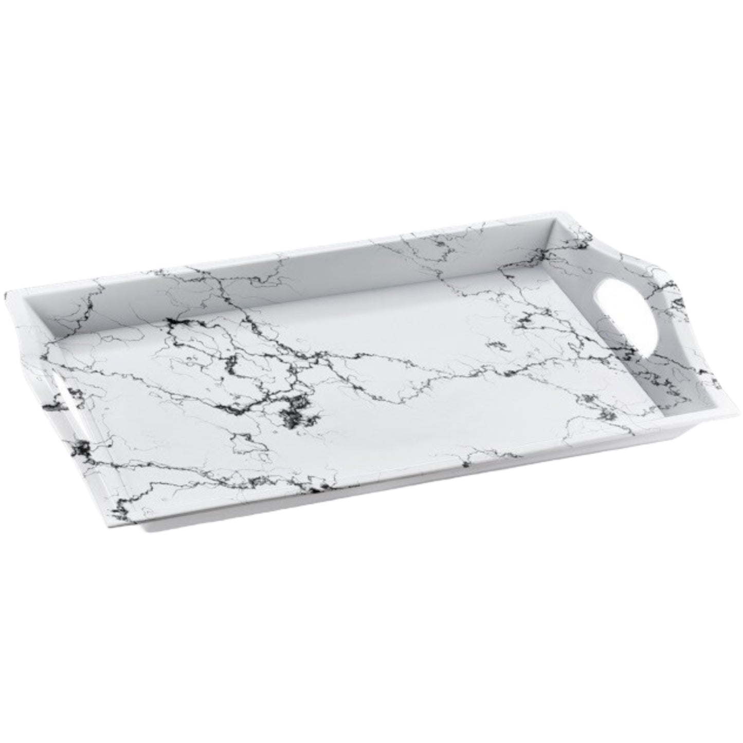 Michelino Marmor Serveringsbakke - Sort og Hvid 30x44 cm