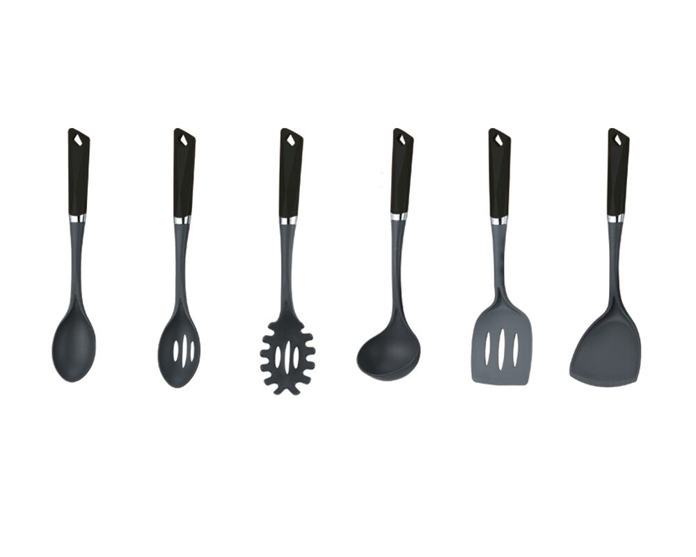 Michelino Elegant og praktisk køkkenredskabssæt med drejestativ – 7 dele Grå og Sort