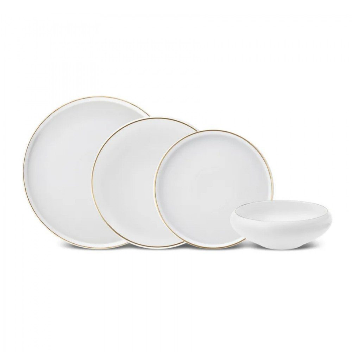 Porcelænssæt 6 Pers. 25 Dele Hvid m/Guldkant - Almina Mondo Gold Line