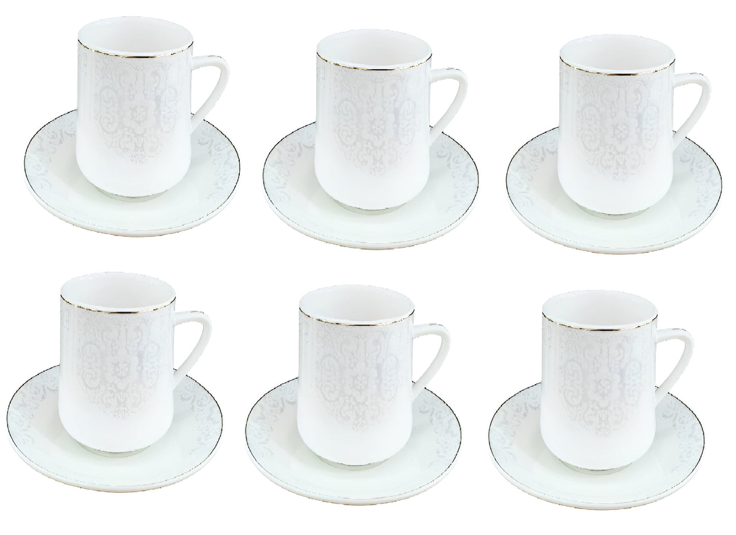 Schäfer Kaffesæt – Elegant Porcelæn kaffekopper sæt med Gulddetaljer (12 Dele)