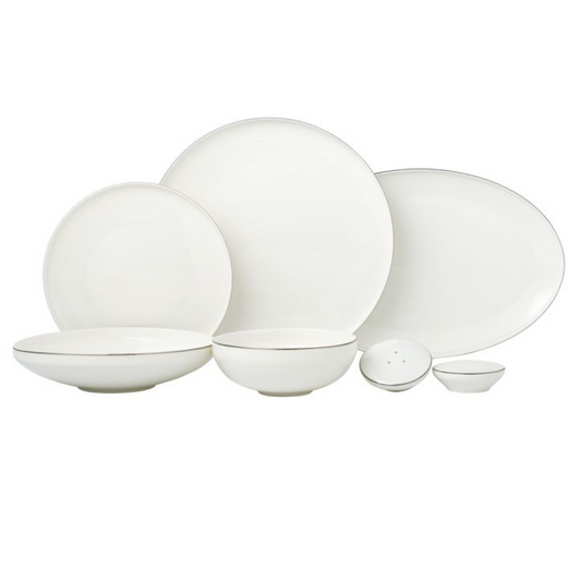 Bricard Canet Hvid/Sølv Porcelænssæt 27 dele - 6 personer