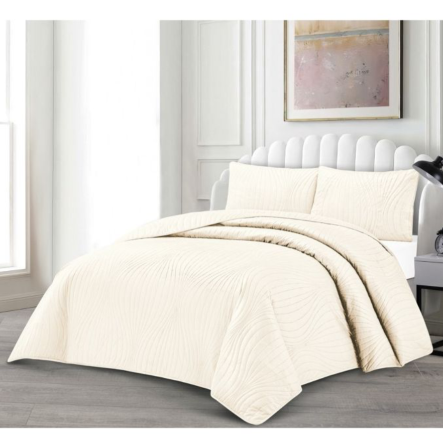 Lavella Iris Sengetæppe Sæt 3 Dele | 240x250 cm | Creme