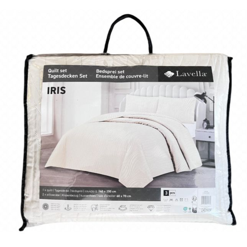 Lavella Iris Sengetæppe Sæt 3 Dele | 240x250 cm | Creme