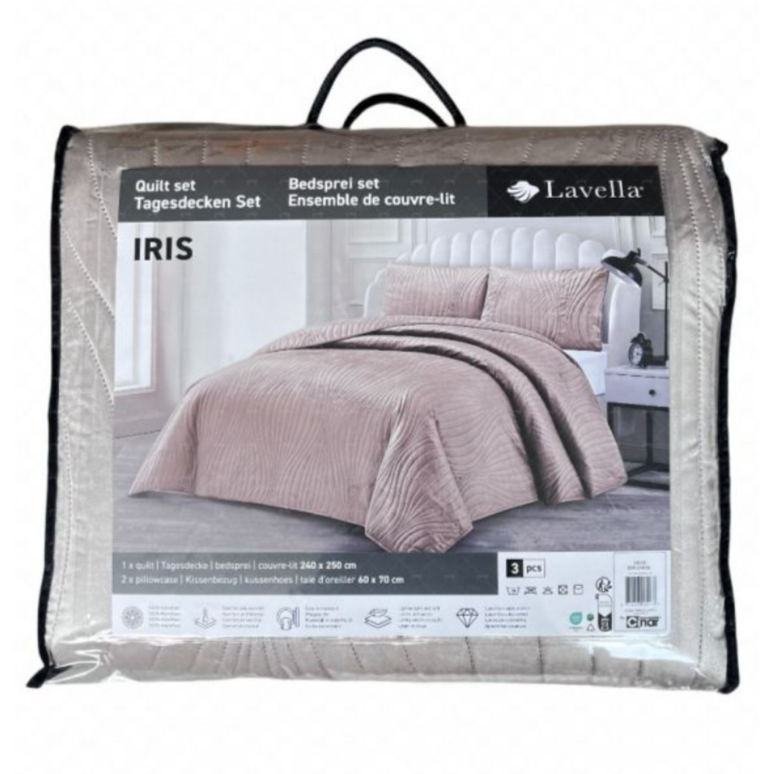 Lavella Iris Sengetæppe Sæt 3 Dele | 240x250 cm | Brun