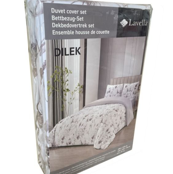 Lavella Dilek Sengetøj Sæt 4 Dele | 90x200 cm | 140x200 cm | Hvid/Lysegrå