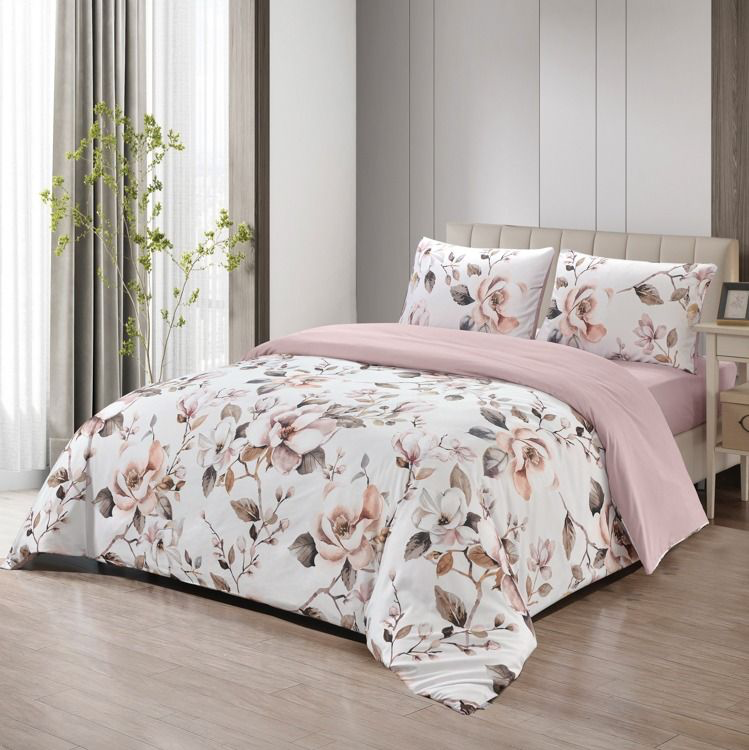 Lavella Efil Sengetøj Sæt 4 Dele | 180x200 cm | 200x220 cm | Hvid/Pink