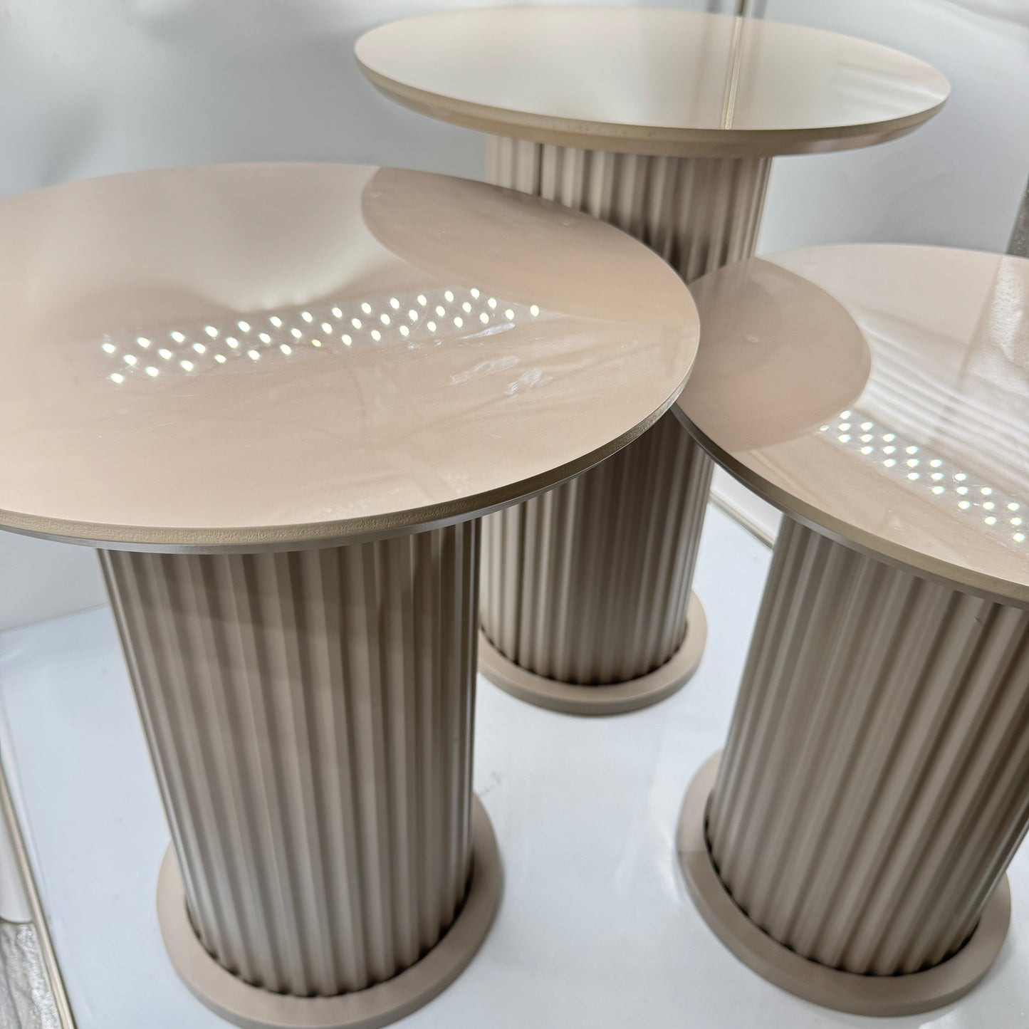 Hjørnebord Beige Sæt 3 Stk