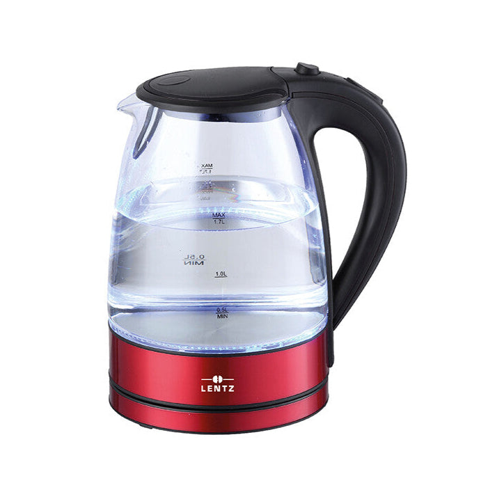 Glaselkedel 1,7 L. m/Tesi 2200 W Rød/Sort - Lentz