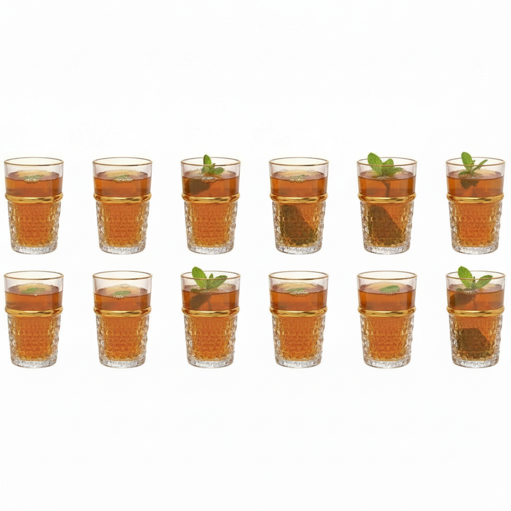 Bricard Haza Teglassæt – 12 stk. med guldkant - 200 ml