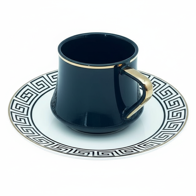 Schäfer Yara Kaffesæt 190 ML - SORT/HVID/ROSAGULD - 12 DELE - 6 PERSONER