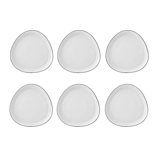 Karaca Sky Sortkant Desserttallerkensæt | 6 personer – 18 cm