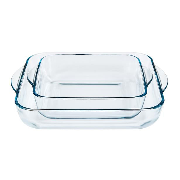 Firkantet Glas Bakke - 2 stk. fra Borcam - Løven Home