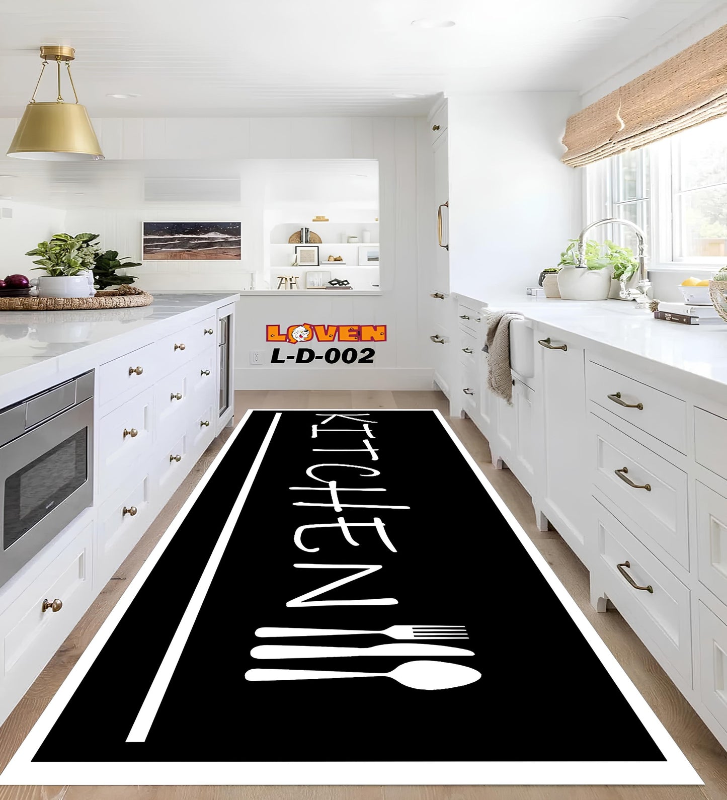 Løven Vaskbart Tæppe - Kitchen 020 Sort