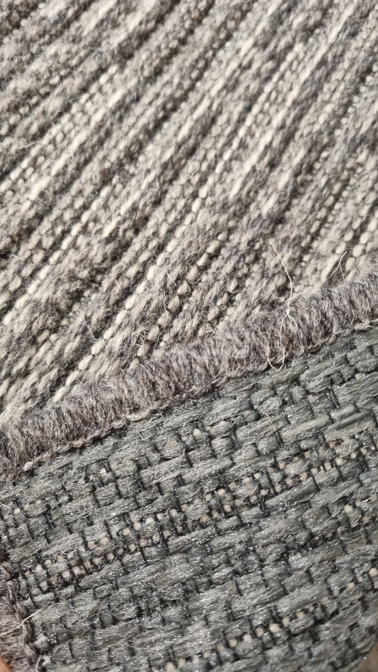 Fladvævet Uldtæppe - Mørkegrå Farve