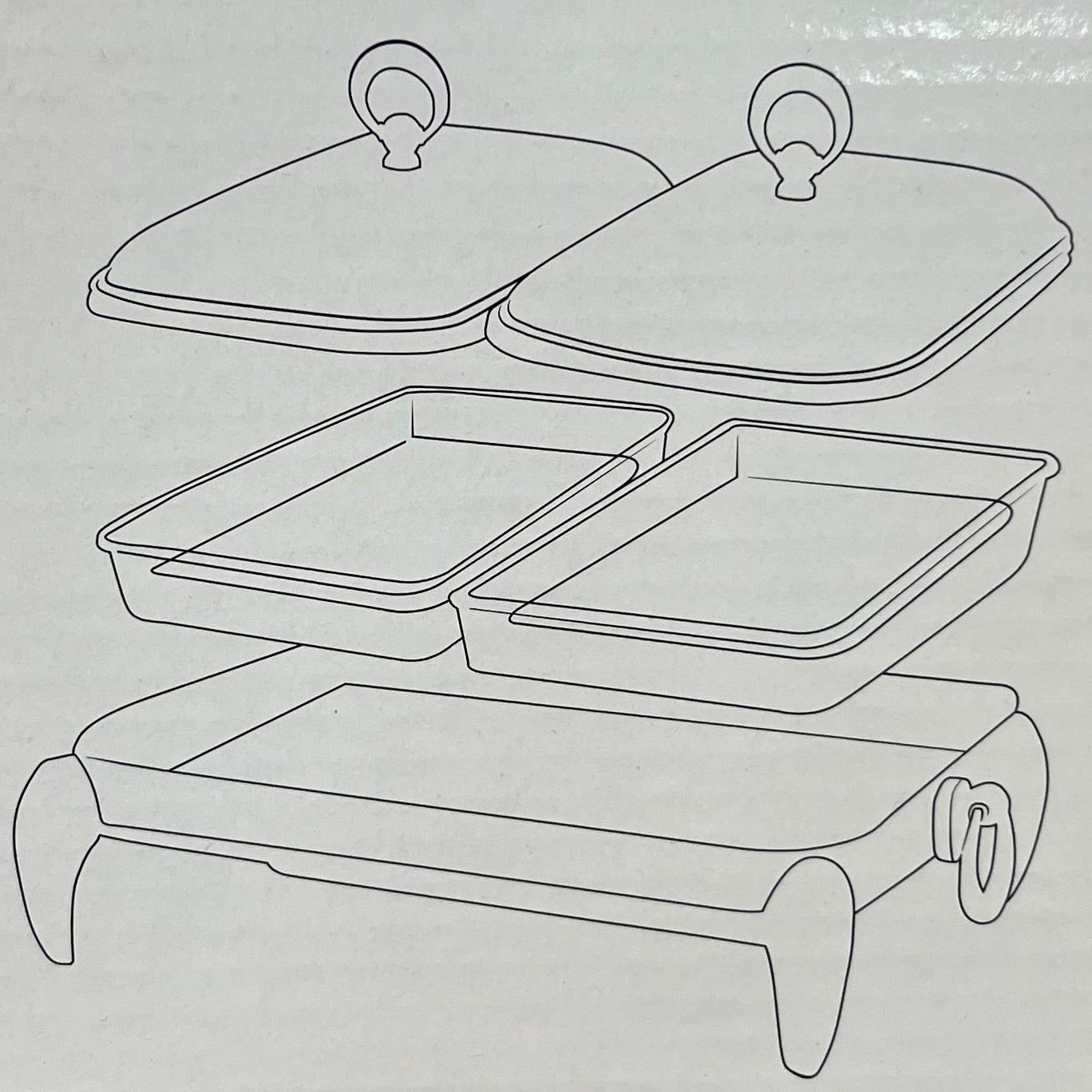 Rustfrit Stål Madvarmer/Fyrfadesæt 3 Dele | 3 L | Rektangulær | Sølv/Guld | Rechaud Calef
