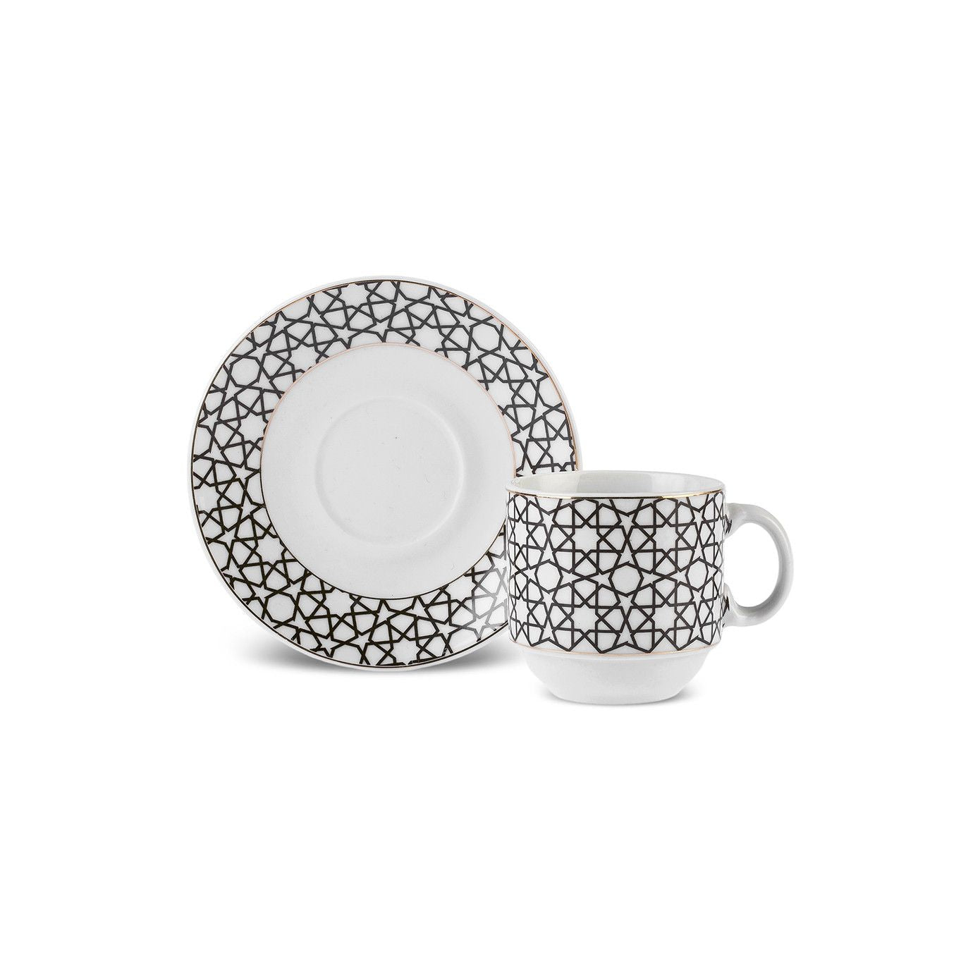 KARACA MIA ESPRESSO KAFFESÆT M/STATIV 13 DELE, 90 ML, HVID/SORT