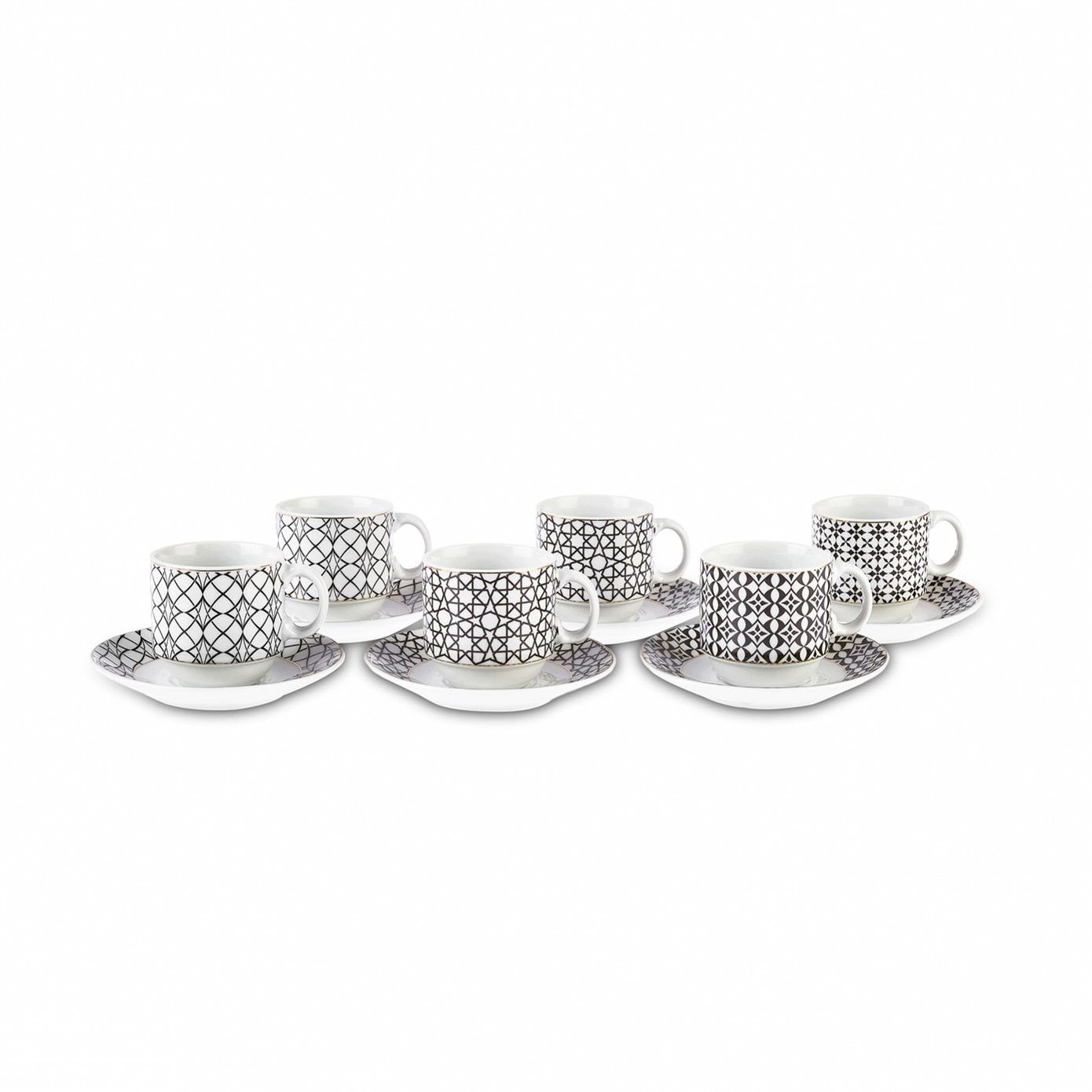 KARACA MIA ESPRESSO KAFFESÆT M/STATIV 13 DELE, 90 ML, HVID/SORT