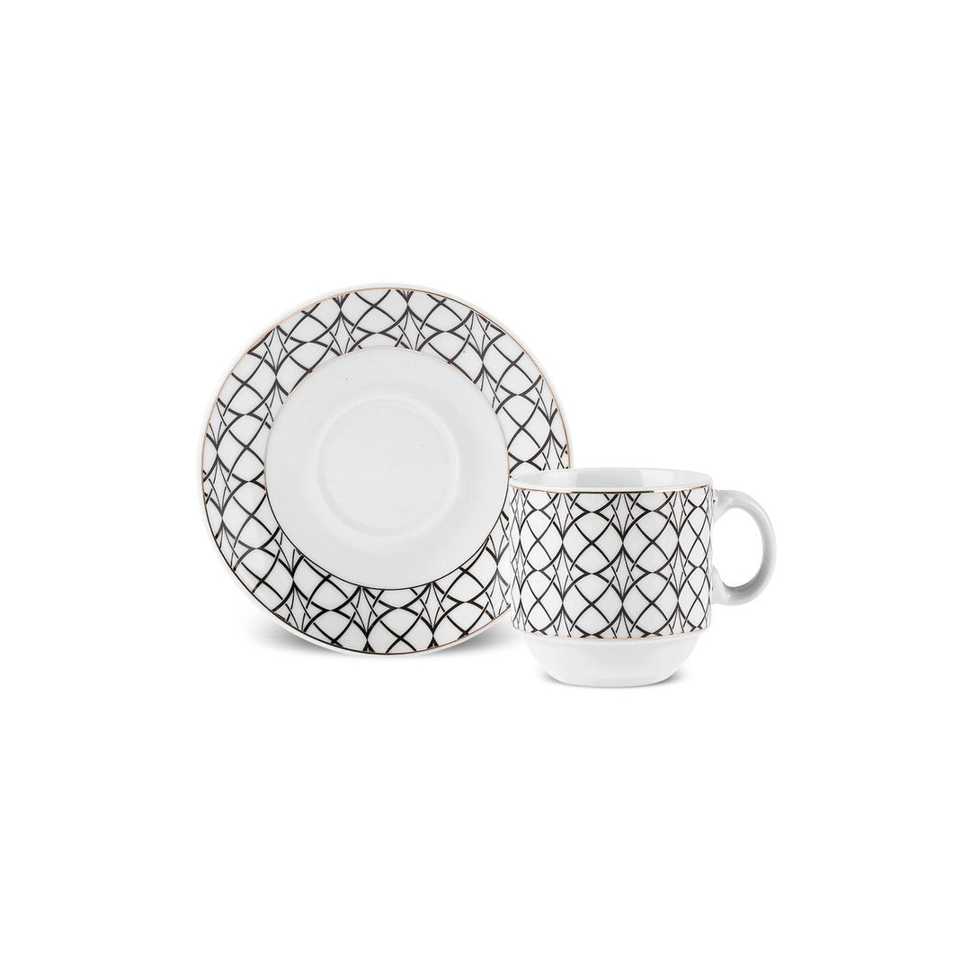 KARACA MIA ESPRESSO KAFFESÆT M/STATIV 13 DELE, 90 ML, HVID/SORT