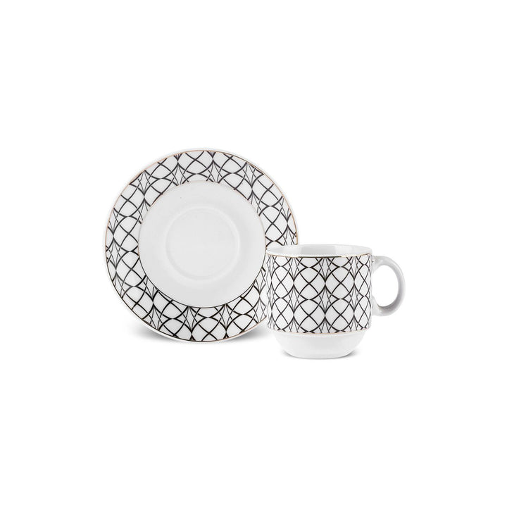 KARACA MIA ESPRESSO KAFFESÆT M/STATIV 13 DELE, 90 ML, HVID/SORT