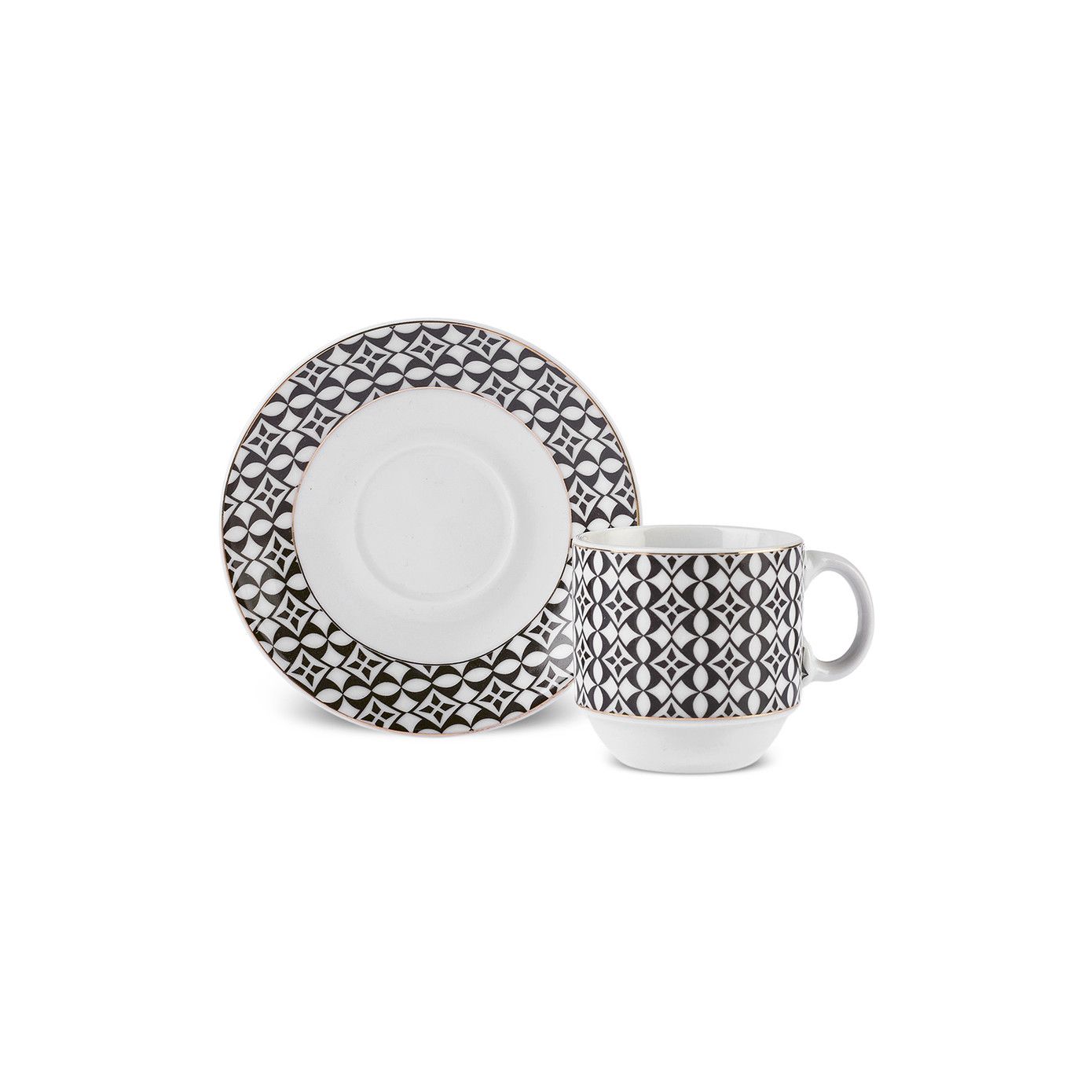 KARACA MIA ESPRESSO KAFFESÆT M/STATIV 13 DELE, 90 ML, HVID/SORT