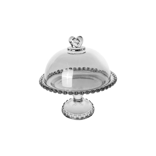 Karaca Glory Glas Kagefad på Fod m/Låg 19 cm - Antracit