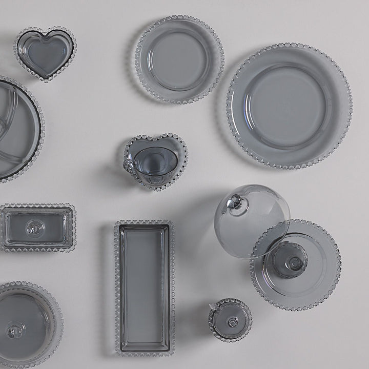 Karaca Glory Glas Kagefad på Fod m/Låg 19 cm - Antracit