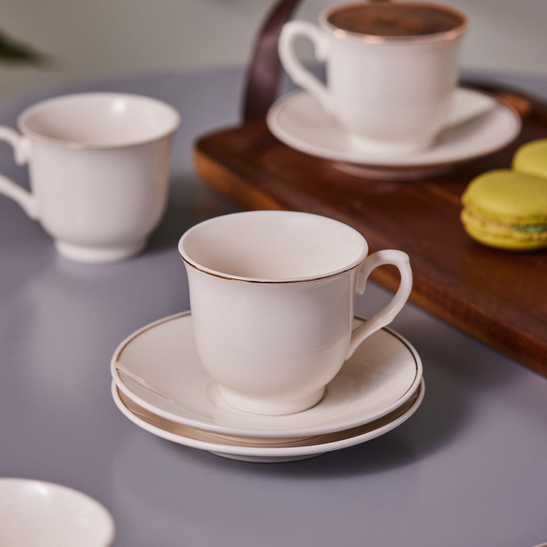 KARACA SERAF ESPRESSO KAFFESÆT 12 DELE, 90 ML, HVID/GULD