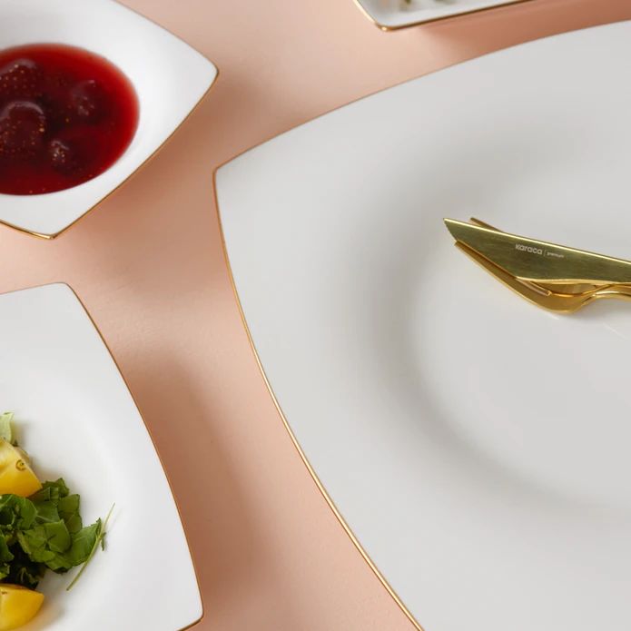 Karaca Fine Pearl Ragusa 26-delt Morgenmadssæt til 6 personer Guld