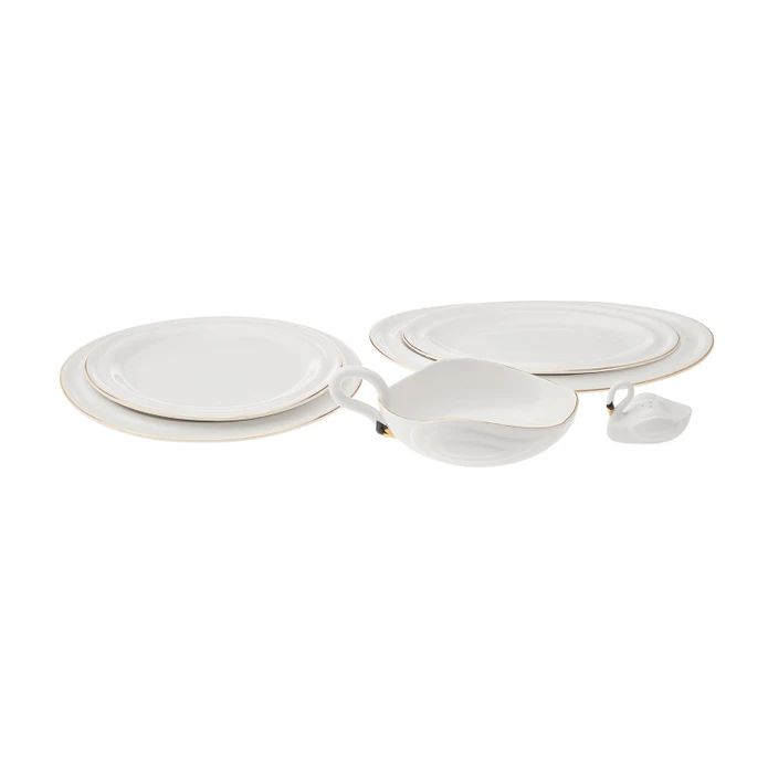 Karaca Streamline Swan Porcelæn Spisestel 22 dele 6 personer