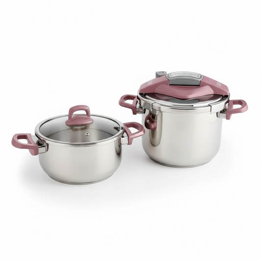 Karaca Perfect Pink Trykkoger-sæt med induktionsbund | 4 + 6 liter | Rustfrit stål