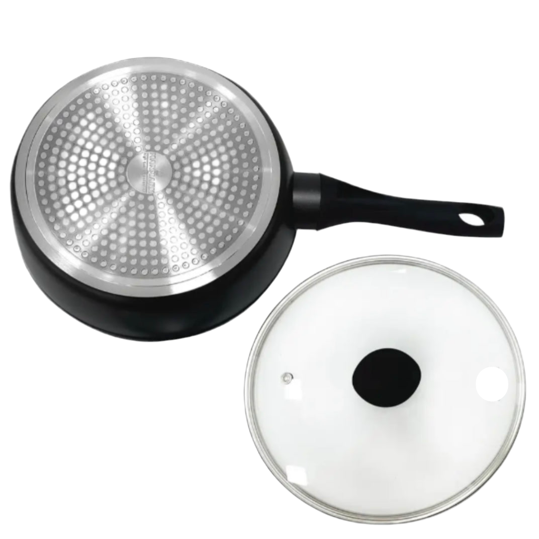 Michelino Høj Stegepande m/Låg 24 cm Støbt Aluminium Sort