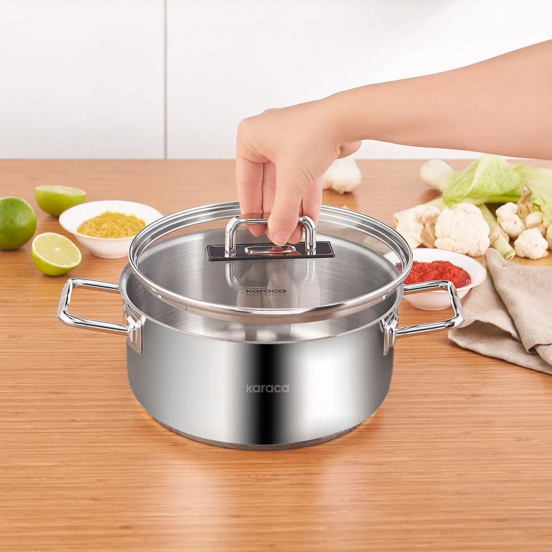 Karaca Grace Induktionsvenlig Gryde i Rustfrit Stål – 22 cm / 3,8 liter