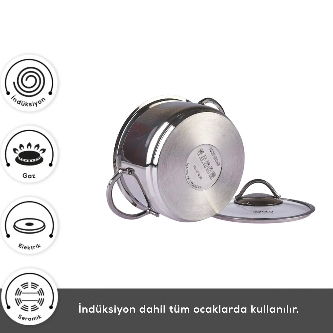 Karaca Ada Induktionsbund 12 Dele Grydesæt i Rustfrit Stål V2