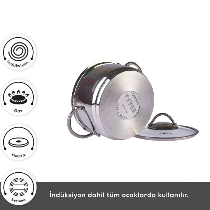 Karaca Ada Induktionsbund 12 Dele Grydesæt i Rustfrit Stål V2
