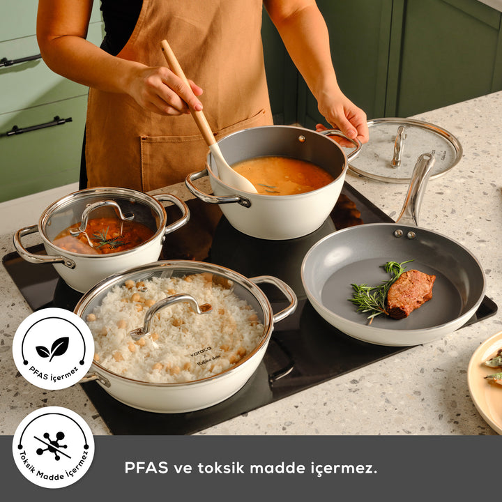 Karaca x Refika Swiss Crystal Creamy Metal Gryde – 24 cm