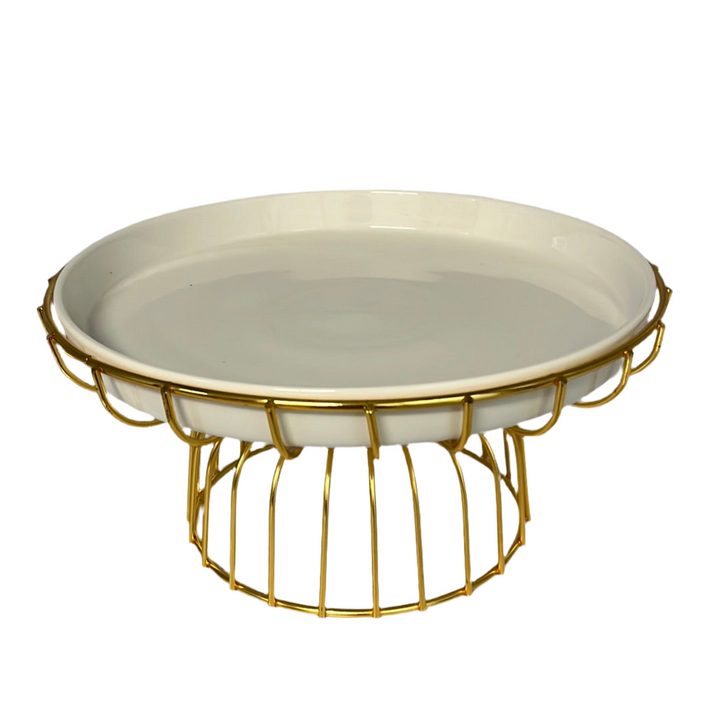 Almina Kageopsats på fod - Hvid/Guld