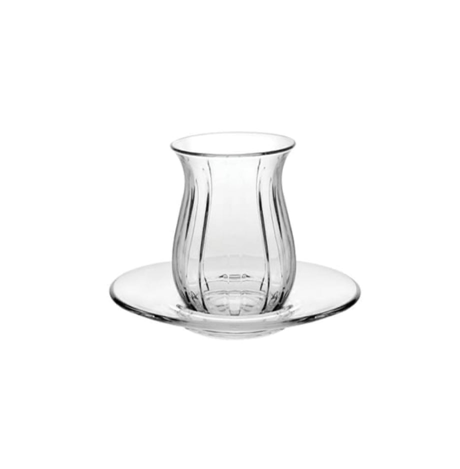 Te Glas Sæt 12 Dele 6 glas og 6 underkopper- fra Pasabahce Linka - Løven Home