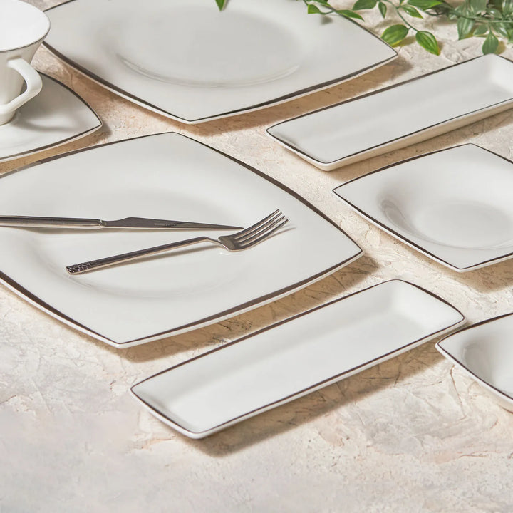 Karaca Fine Pearl Agate – 26 dele Morgenmads- og Serveringssæt til 6 personer, Platin