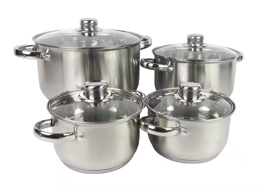 Michelino Berlin Grydesæt – 8 Dele i Satineret Rustfrit Stål