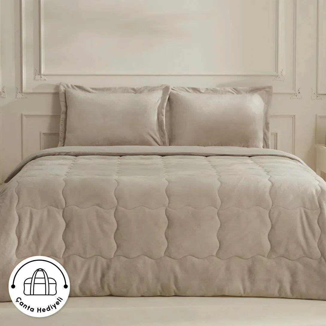 Karaca Home Flufy Soft Dream Comfort Set – Dobbeltseng Sengetæppe 195x215 cm - Beige