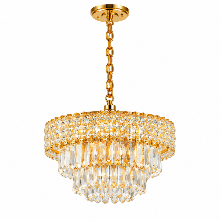 Luxury Living - LED Krystal Loftlampe - 3 Lysindstillinger | 56x56x24 cm | Guldfinish