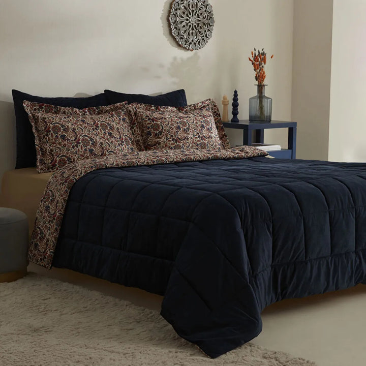 Karaca Home Cassie Luxury Comfort Sæt – Dobbeltseng Sengetæppe 240x260 cm - Navy