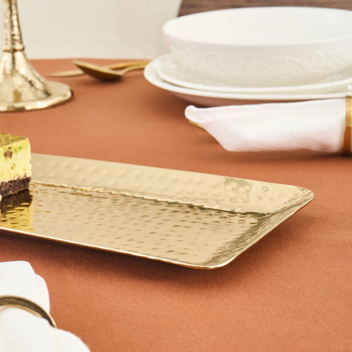 Karaca Home - New Year - Loren - Dekorativ Bakke – Guld – 33 × 15 cm