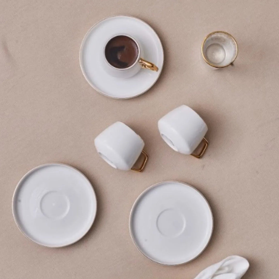 Karaca Streamline Saturn Espresso Kaffesæt til 6 personer – 100 ml - Guld