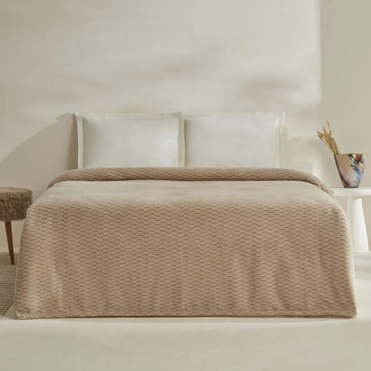 Karaca Home Raunda Enkelt Wellsoft Battaniye/Sengetæppe - Ekru